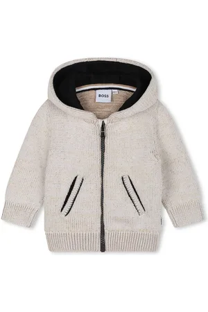 HUGO BOSS Logo-patch knitted hoodie