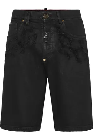 Philipp Plein Ripped-detail denim shorts