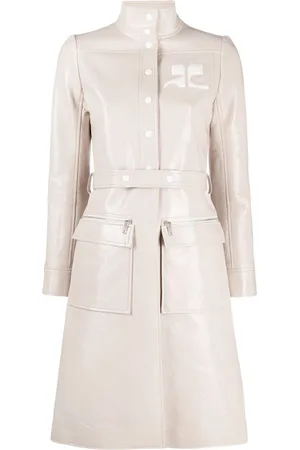 Courrèges Logo-appliqu?? vinyl trench coat