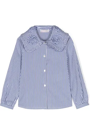 MONNALISA Striped ruffled poplin shirt