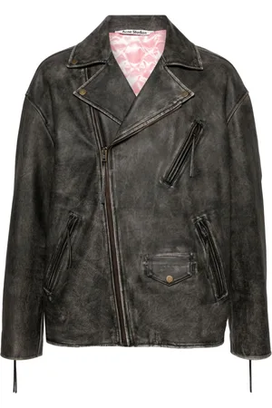 Acne Studios Logo-embossed biker leather jacket