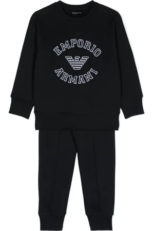 Emporio Armani Flocked-logo cotton tracksuit