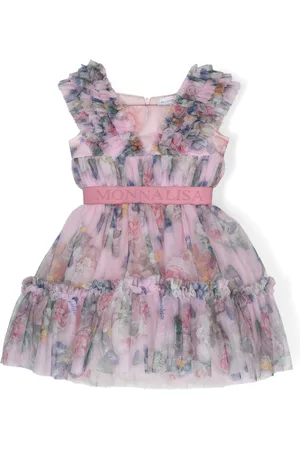 MONNALISA Floral-print tulle dress