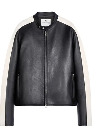 Courrèges Contrast stripe-detail leather jacket