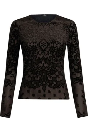 Etro Tulle and jacquard velvet top