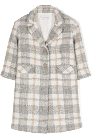 MONNALISA Single-breasted plaid coat