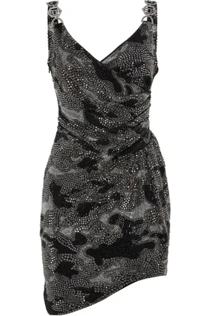 Philipp Plein Crystal-embellished ruched minidress