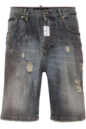 Philipp Plein Distressed-effect denim shorts