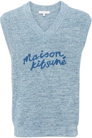 Maison Kitsuné Embroidered-logo V-neck cotton vest