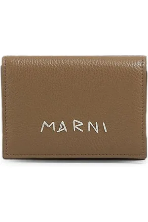Marni Logo-embroidered leather wallet