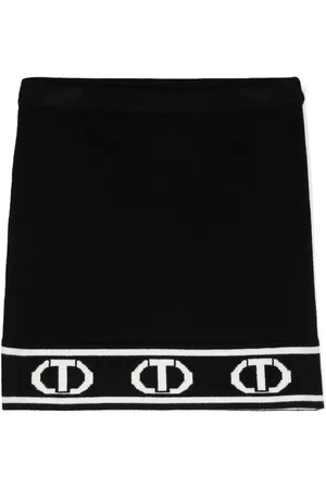 Twin-Set T logo-intarsia knitted miniskirt