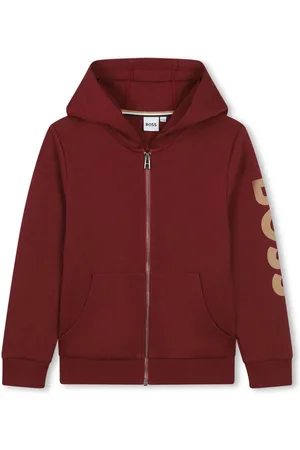 HUGO BOSS Logo-printed sleeve zipped hoodie