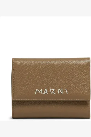 Marni Logo embroidered leather wallet