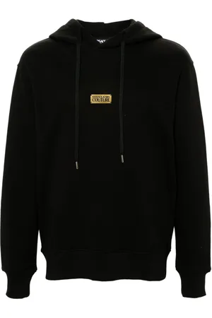 VERSACE Logo-plaque cotton hoodie