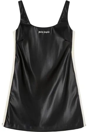 Palm Angels Logo-embroidered square-neck minidress