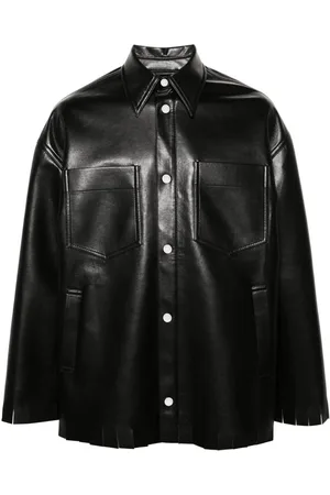 Nanushka Fringed faux-leather shirt jacket