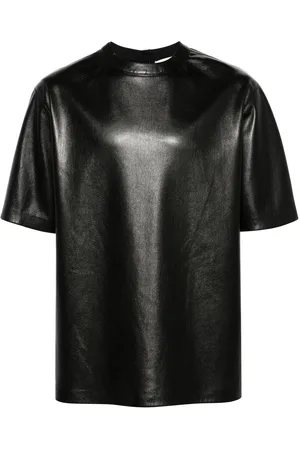 Nanushka Drop-shoulder faux-leather T-shirt
