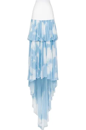Moschino Tiered train silk skirt