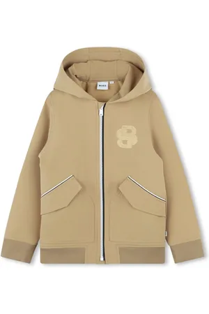 HUGO BOSS Logo-embroidered zip-up hoodie
