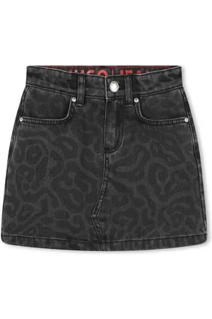 HUGO BOSS Leopard-print denim skirt