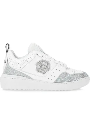 Philipp Plein Crystal-embellished leather sneakers