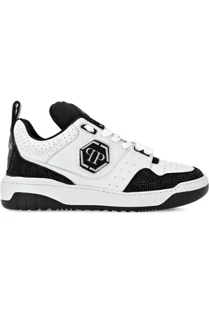 Philipp Plein Crystal-embellished leather sneakers