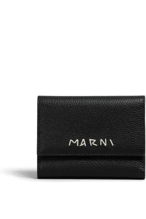 Marni Logo embroidered leather wallet