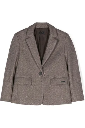 MONNALISA Crystal-embellished herringbone blazer