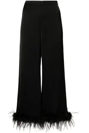Twin-Set Feather-trim satin trousers