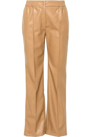 Twin-Set Oval T-plaque faux-leather trousers