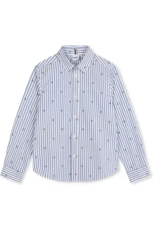 HUGO BOSS Logo-print striped cotton shirt