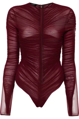 MUGLER Gathered semi-sheer bodysuit