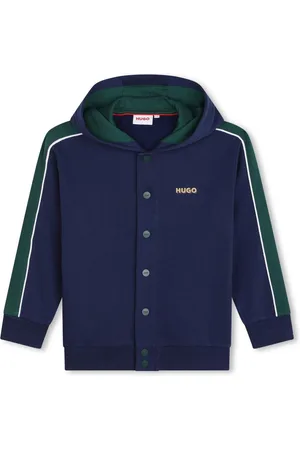 HUGO BOSS Panelled logo-print hoodie
