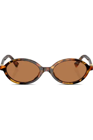 Miu Miu Tortoiseshell-effect oval-frame sunglasses