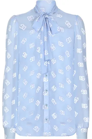 Dolce & Gabbana Pussy-bow collar semi-sheer shirt