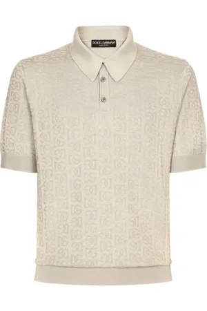 Dolce & Gabbana Monogram-jacquard silk polo shirt