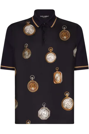 Dolce & Gabbana Watches-print silk polo shirt