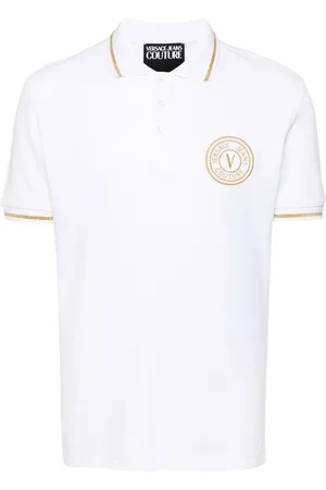 VERSACE Logo-embroidered cotton polo shirt