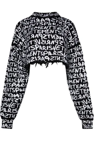 Vetements Graffiti-logo intarsia-knit merino jumper