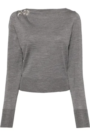 Erdem Glass crystal embellishment wool knitted top