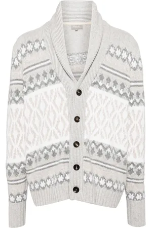 N.PEAL Jacquard Shawl cashmere cardigan