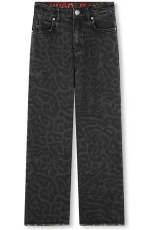 HUGO BOSS Leopard-print straight-leg jeans