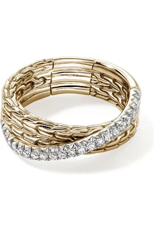 John Hardy 14kt yellow JH Essential Crossover diamond ring