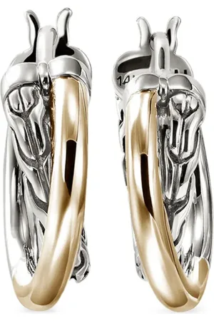 John Hardy 14kt gold JH Essential Crossover hoop earrings