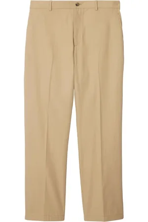 Burberry Logo-embroidered cotton chino trousers