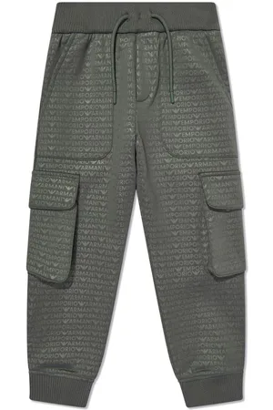 Emporio Armani All-over logo-print cargo tracksuit bottoms