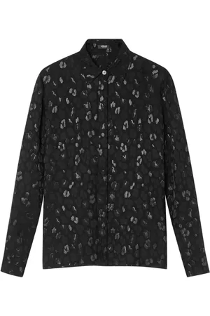 VERSACE Leopard-jacquard satin shirt
