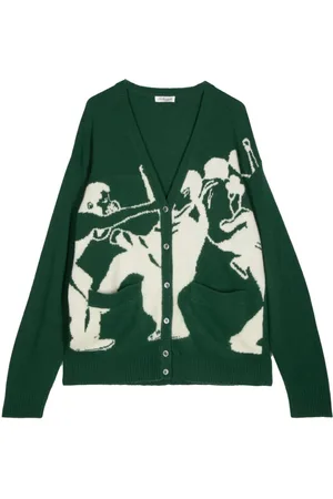 LEATHERSMITH OF LONDON Intarsia-knit wool cardigan