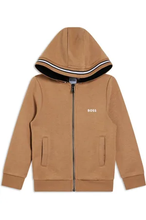 HUGO BOSS Stripe-detail zip-up hoodie