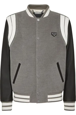 Philipp Plein Leather sleeves bomber jacket